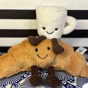 Jellycat Croissant + Espresso Cup Bundle Lot